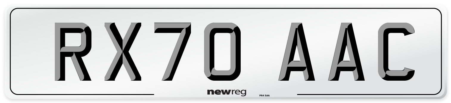 RX70 AAC Number Plate from New Reg
